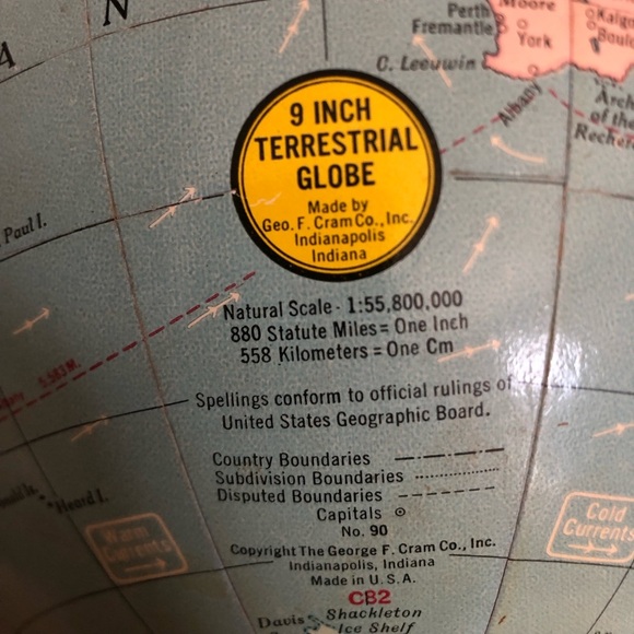 Vtg George F Cram 9 Inch Terrestrial Globe - Picture 5 of 14